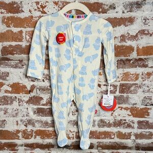 Magnetic Me Cream Footed One-Piece Light Blue Hippo Print NWT 0–3M